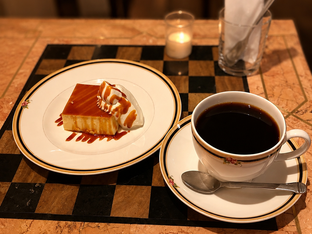 カフェ・ラ・バスティーユのチーズケーキとコーヒー