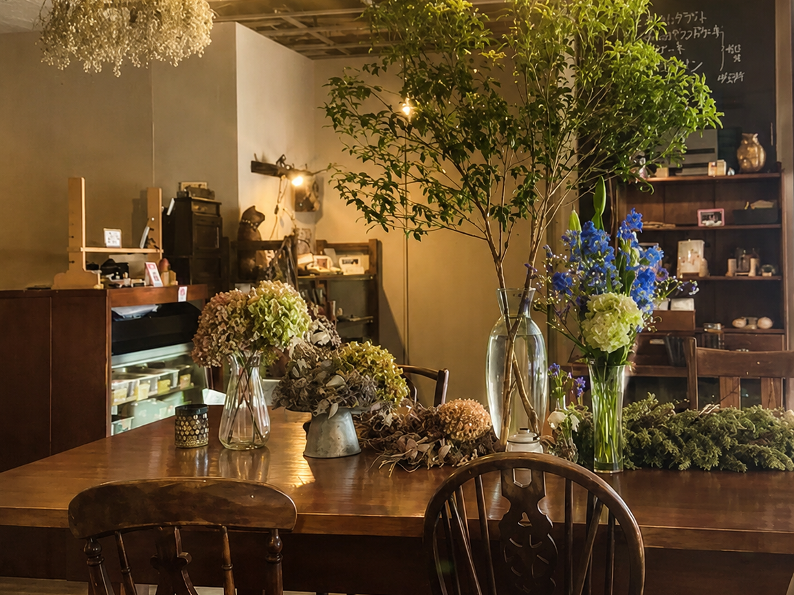 坂東珈琲の店内・植物